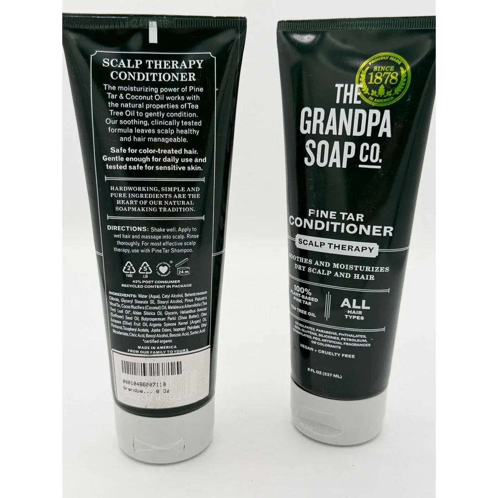 2 Pack The Grandpa Soap Co Pine Tar Conditioner Scalp Therapy 8oz Tea Tree Oil